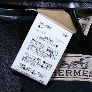 本物 超美品 エルメス 最高級仔羊革 ナッパラムレザー 2B テーラードジャケット メンズ50 ブラック アウター コート 国内正規品 HERMESの画像8