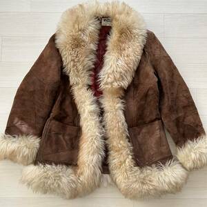  real mouton coat short coat fur patchwork M