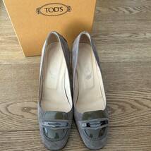 TOD’S 本革 スエード ハイヒール パンプス 美品 36 箱あり 23.0cm グレージュ_画像1