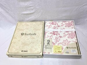 13524/ unused Kyoto west river silk . blanket 140×200cm silk pink flower is licca paper box 