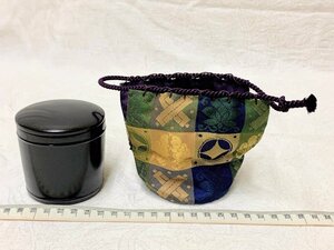 13590/京都袋師遺品 黒塗 金輪寺 棗 茶入 仕覆付 漆器 名物裂 茶器 茶道具