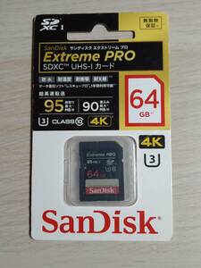 【中古美品】サンディスク SDXCメモリーカード 64GB Class10 UHS-IExtreme PRO SDSDXPA-064G-JU3
