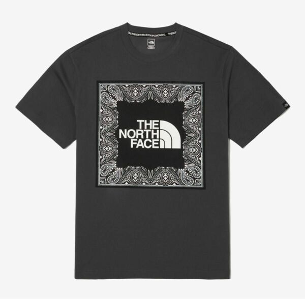 ノースフェイス Tシャツ 半袖 バンダナ グレー ダークグレー Lサイズ THE NORTH FACE Logo