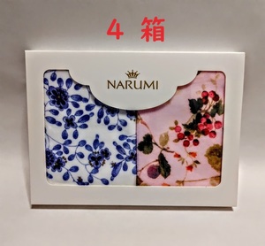 送料無料 NARUMI ４箱 タオルハンカチ 2枚セット ギフトボックス入り プレゼント ご挨拶に 高級感 上品愛らしい　エフエムジー＆ミッション