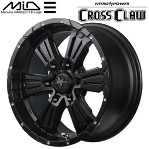 MID ナイトロパワー CROSS CLAW ホイール1本 セミグロスブラック/ピアスドリルド 6.5J-16インチ 6穴/PCD139.7 インセット+48