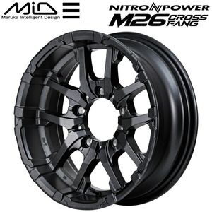 MID ナイトロパワー M26 CROSS FANG ホイール1本 バレルブラック/ドリルド 6.0J-16インチ 5穴/PCD139.7 インセット-5