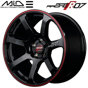 MID RMP RACING R07 ホイール1本 ブラック/リムレッドライン 7.5J-18インチ 5穴/PCD114.3 インセット+40