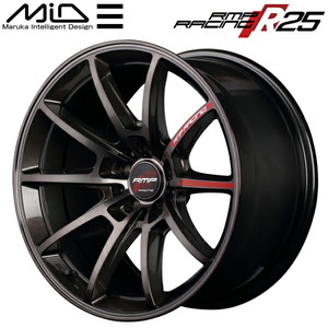 MID RMP RACING R25 ホイール4本 ガンメタポリッシュ/ブラッククリア 8.5J-18インチ 5穴/PCD114.3 インセット+45