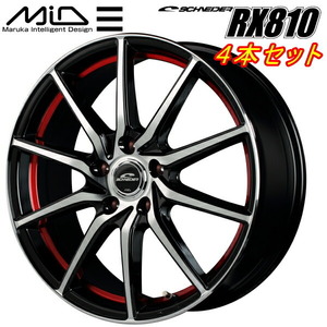 MID シュナイダー RX810 ホイール4本 ブラックポリッシュ/アンダーカットレッド 7.0J-17インチ 5穴/PCD100 インセット+50