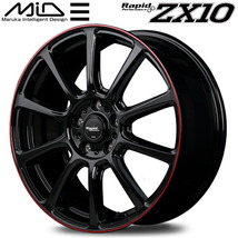 MID Rapid ZX10 ホイール1本 ブラック/リムレッドライン 7.5J-18インチ 5穴/PCD114.3 インセット+38_画像1