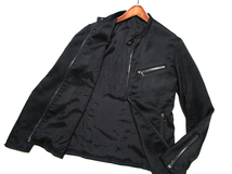 【シェラック】 コットン　シングルライダースジャケット　ブラック　ダブルジップ　サイズ48　(L)　春物　SHELLAC_画像2