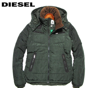 【ディーゼル】 2WAYフーデッド　パデッドジャケット　ヨーク切替　オリーブ×ブラック　サイズM　DIESEL　ディーゼルジャパン