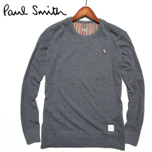 新品 【ポールスミス】 長袖カットソー　シグネチャーストライプ別布　コットン　サイズM　杢チャコール　Paul Smith LOUNGEWEAR_画像1