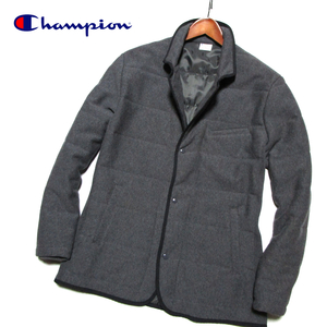 【チャンピオン】 スウェットキルトジャケット　リバースウィーブ （XL） パイピングデザイン　チャコールグレー　Champion