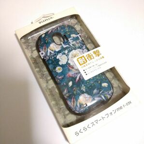 未使用 らくらくスマートフォン me F-03K 耐衝撃ケース 緑グリーン 花柄