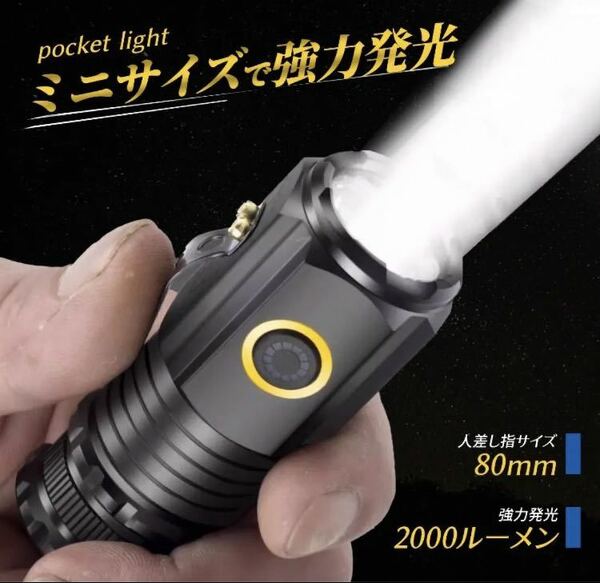 懐中電灯 小型 led 充電式 手持ち ハンディライト防水機能 夜釣りB/3