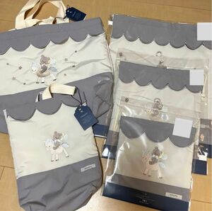 新品未使用 バースデイ cottoli 入園準備 レッスンバッグ 巾着 上靴袋 くま 星 入学式