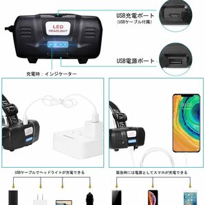 【D34】新品 進化版 Helius LEDヘッドライト USB 充電式 ヘルメットランプ  高輝度CREE L2 LED ヘルメットライト ズームの画像3