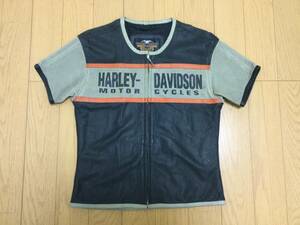ハーレーダビッドソン パンチング レザーTシャツ Lサイズ 牛革 HARLEY-DAVIDSON