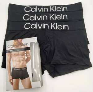 【Lサイズ】Calvin Klein(カルバンクライン) ローライズボクサーパンツ ブラック 3枚セット メンズボクサーパンツ 男性下着 NP2607