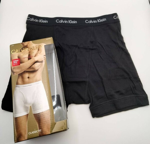 【Lサイズ】Calvin Klein(カルバンクライン) ボクサーブリーフ ブラック 1枚 100％コットン メンズボクサーパンツ 男性下着 NB1899