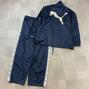 良品 PUMA プーマ ジャージ 上下セットアップ トラックジャケット メンズ 上 L~O パンツ Mサイズ ネイビー グレー セットアップジャージ