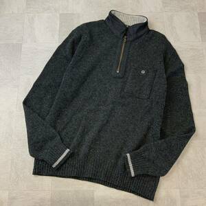 美品 23区 HOMME ハーフジップ ウールニット メンズ サイズ50 ダークグレー