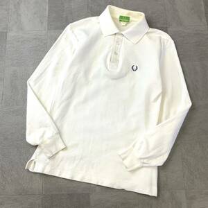 80‘s FRED PERRY フレッドペリー ビンテージ 鹿子 長袖 ポロシャツ メンズ M相当 ホワイト vintage