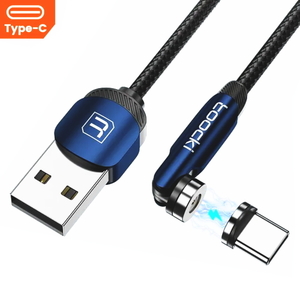 マグネット式USB充電ケーブル1m【ブルー】マグネット脱着 USB-Cケーブル 自在に回転 Type-C磁石式コネクタに変換アダプターケーブルセット