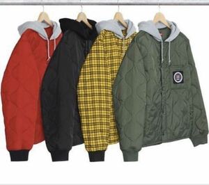 国内正規品 17fw Supreme Quilted Liner Hooded Jacket 17aw L シュプ ジャケット 希少 old olive オリーブ キルティング 1円 ミリタリー