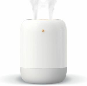 加湿器 卓上 USB 充電式 小型 UV除菌 ダブルノズル 500ml 大容量 バッテリー 残量表示 超音波式 アロマ 次亜塩素酸水 ホワイト