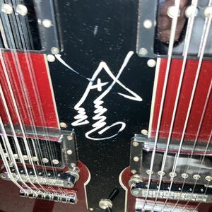 希少！ジミーペイジ直筆サイン入りギター　特注コレクションケース＋多数おまけ付き　ダブルネック　Jimmy Page 入札制限あり