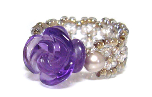 *COCO* natural stone. rose. ring ( amethyst )*