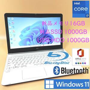 [最強i7+新品メモリ16GB+新品SSD1TB+HDD1000GB] NEC LS700/S core i7-4702MQ/Windows11/office2019 H&B/Blu-Ray/Webカメラ/USB3.0/BLT