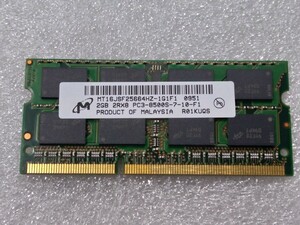 ★ノートPC用メモリ Micron 2GB 2Rx8 PC3-8500S-7-10-F1 MT16JSF25664HZ-1G1F1 2GB 中古 