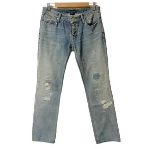 RALPH LAUREN Ralph Lauren MADISON Denim pants damage processing repair processing 9 button fly crash lady's A11