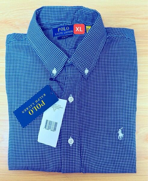 新品 POLO Ralph Laurenスリムフィット XL17 1/2サイズ長袖シャツラルフローレン ボタンダウンシャツ 