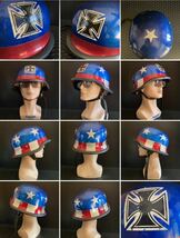 ヴィンテージ1970年代vintageナチヘルPremier ジャーマンヘルメットoriginalペイント星条旗USA柄イージーライダー柄70sヘルメット中古 OLD_画像8