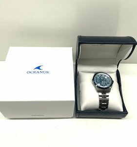 【稼働品】Casio カシオ OCEANUS オシアナス マンタ 腕時計 OCW-S3000P アクアマリンブルー マルチバンド6 チタン メンズ 箱付き