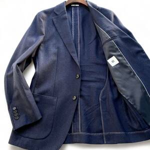 極美品■SUIT SELECT スーツセレクト Y6 ニュージーランド ウール ブレンド テーラードジャケット ネイビー 2B 背抜き 本切羽 サイドベンツ