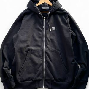 極美品■DIESEL ディーゼル【3XL】大きいサイズ ジップ パーカー フーディー ブラック 黒 Dロゴ オーバーサイズ ビッグシルエット メンズ