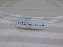 ■earth music&ecology(アースミュージック＆エコロジー) ロープロゴ ボーダーショートカットソー ベージュ■Fサイズ■_画像4