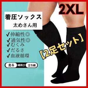 着圧ソックス 2XL 　デスクワーク　立ち仕事　疲れた足に　足スッキリ　男女兼用　むくみ 足重い だるさ解消　サポーター