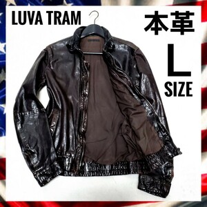 １円　【定価8万円】Luva TRAM ルーバトラム 本革 羊革 シープスキン シングルライダースジャケット レザージャケット ダークブラウン Ｌ