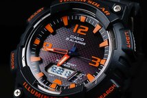 1円～1スタ 【電池交換不要】【逆輸入】美しすぎるBlack×Orange新品未使用ＣasioカシオアナデジTough Solarタフソーラー100m防水オレンジ_画像5