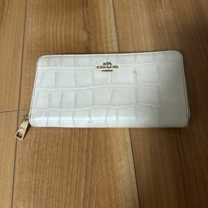 【F】COACH コーチ ラウンドファスナー 長財布 白 ホワイト ジャンク品