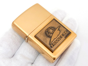 未使用☆ZIPPO ジッポー FIFA ワールドカップ フランス大会 メタル貼り ゴールド 1998年製