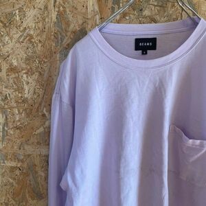 [KWT4987] BEAMS Beams long sleeve T shirt men's light purple S pohs 