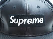 Supreme シュプリーム Leather Earflap New Era Cap Black 22FW レザー イヤーフラップ ニューエラキャップ 黒 60.6cm 半タグ付き 即完売品_画像6