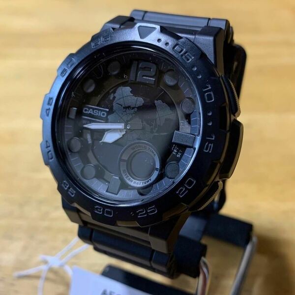 【新品・箱なし】カシオ CASIO アナデジ クオーツ メンズ 腕時計 AEQ-100W-1B ブラック